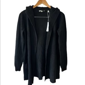 Vince Ribbed Hooded Oversized Open Front Cardigan Size Medium